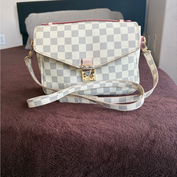 Louis Vuitton Handbags - Authentic Louis Vuitton Cream and Blue Checkered Crossbody Bag